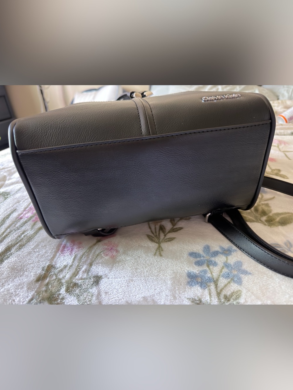 Calvin Klein Black Leather Mini Backpack with Front Flap Pocket - Picture 7 of 8